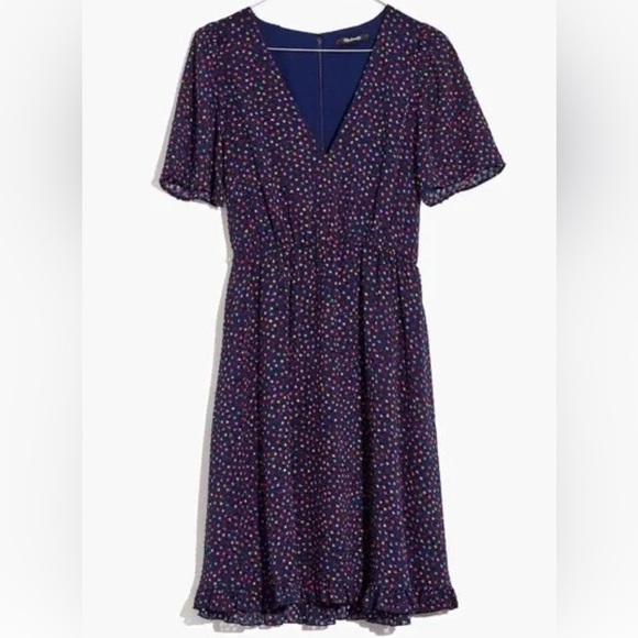 Madewell Navy Multi-Color Dot Dress - Picture 3 of 13